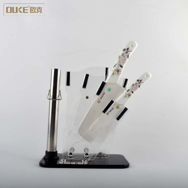 Desktop black acrylic knife display stand.JPG