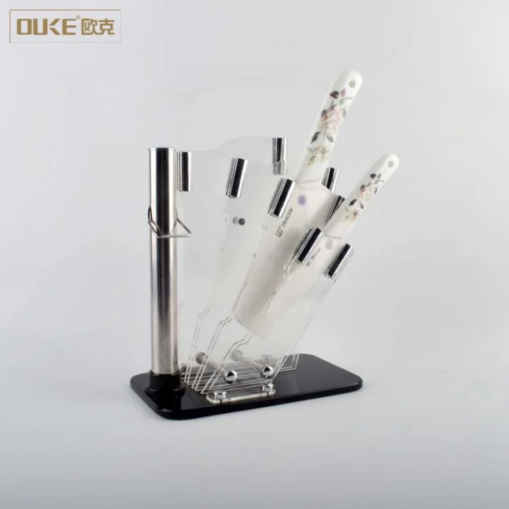 Desktop Black Acrylic Knife Display Stand
