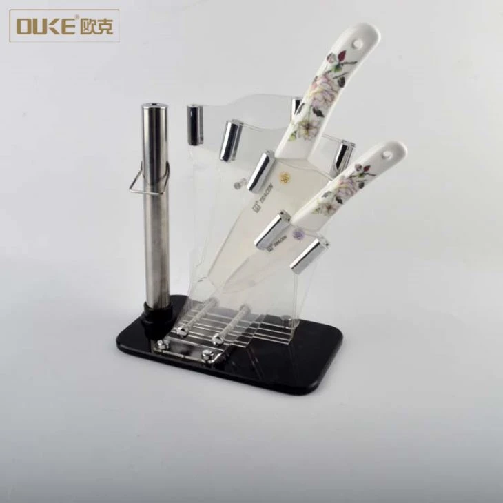 Desktop Black Acrylic Knife Display Stand