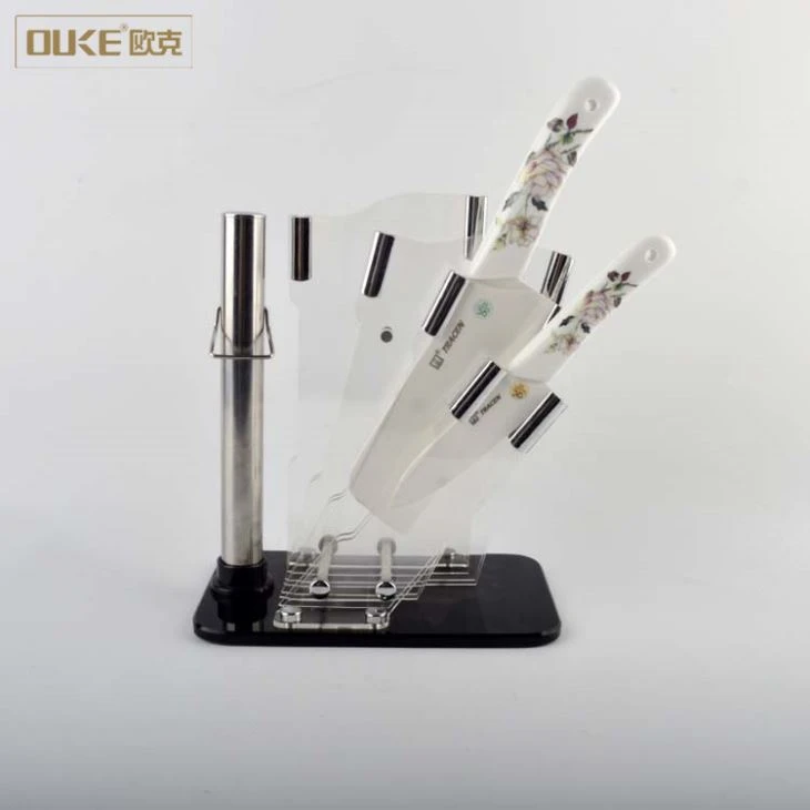 Desktop Black Acrylic Knife Display Stand